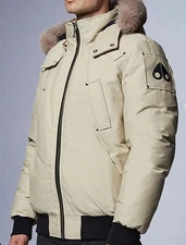 Moose Knuckles Ballistic Bomber Jacket Men’s Medium Bone Fox Fur Trim NWT