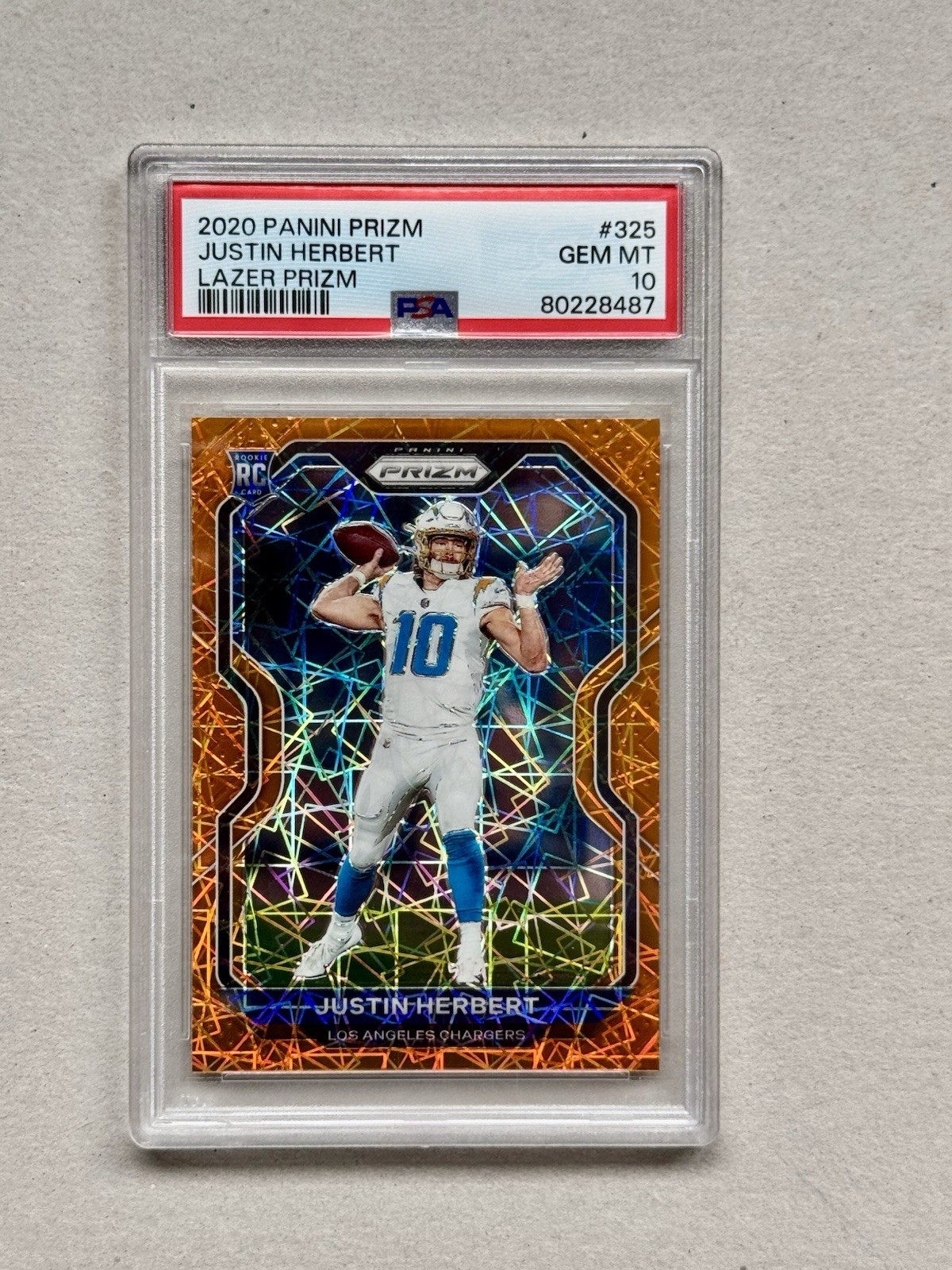 2020 Prizm Justin Herbert Orange Lazer Prizm #325 PSA Gem 10 💎