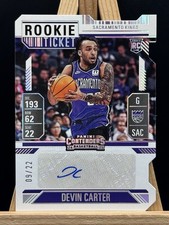 2024-25 Silhouette - RC Jersey Number Rookie Ticket Devin Carter 09/22 Kings