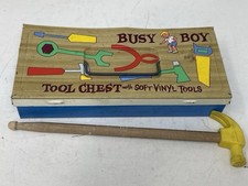Vintage Busy Boy Tool Chest Ohio Art Tin Box w/6 Tools