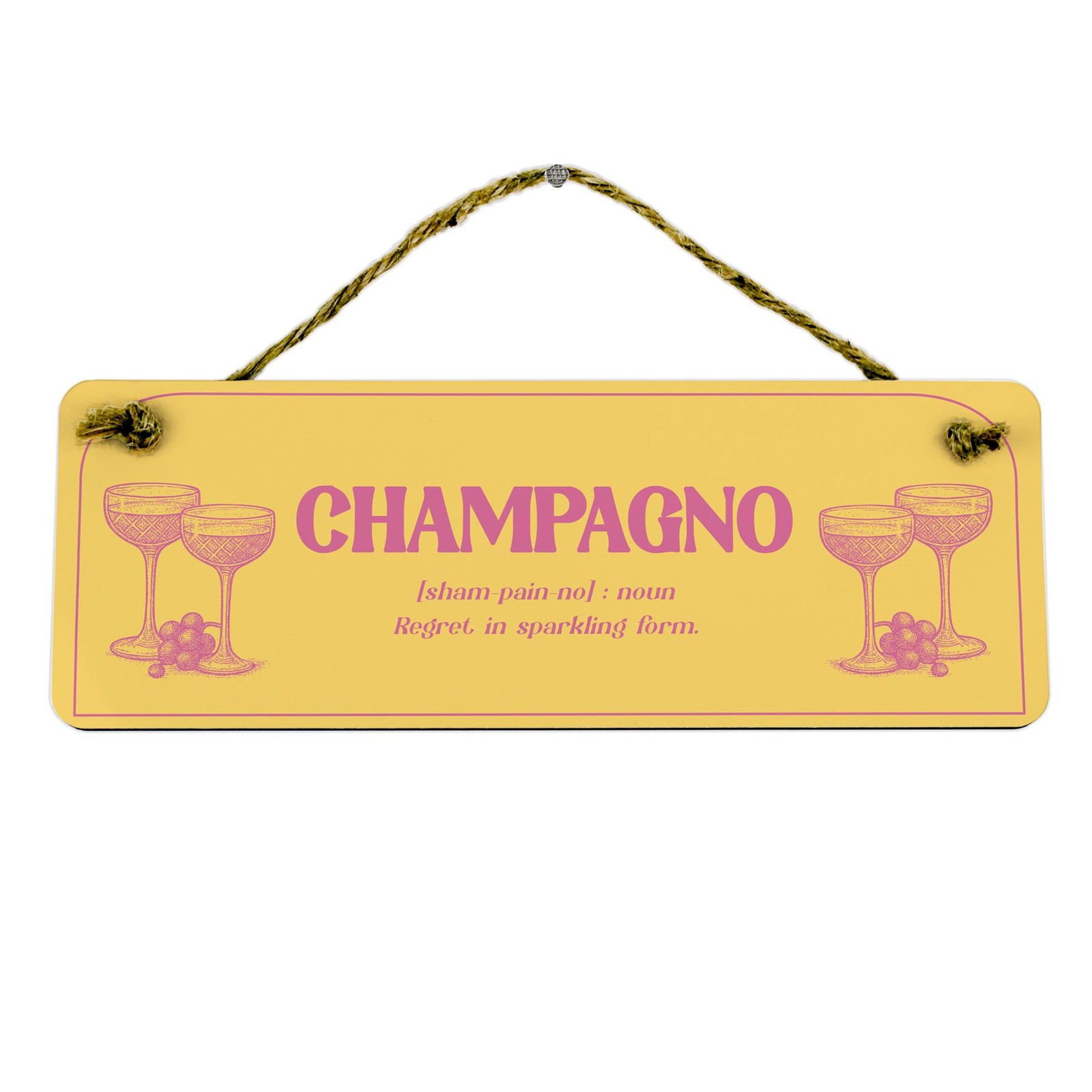 Champagno Bar Sign - Wooden Hanging Wall Plaque Gift for Champagne Lovers