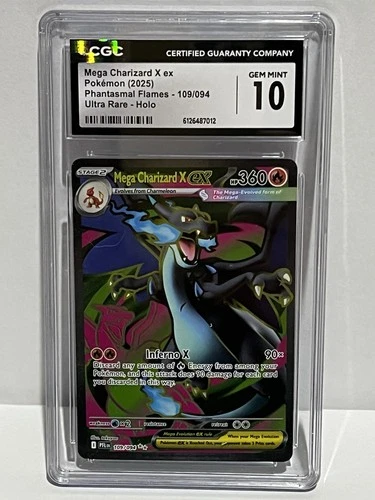 2025 Pokemon Phantasmal Flames Mega Charizard X ex Ultra Rare #109/094 CGC 10
