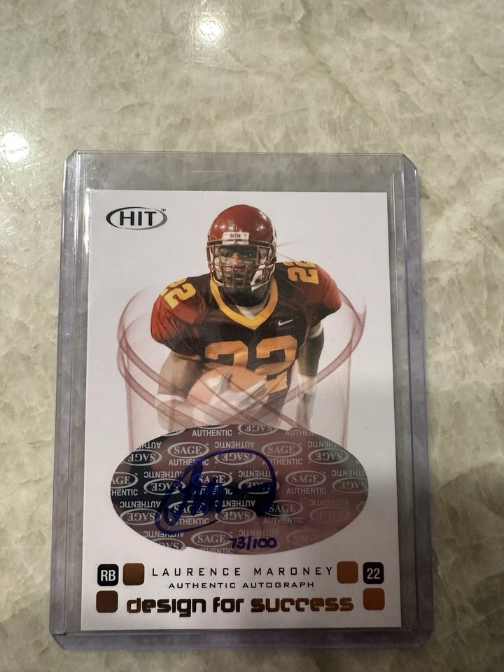 2006 SAGE Hit Design for Success /100 Laurence Maroney #D-22 Rookie Auto RC - Image 3 of 4