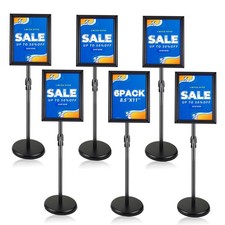 6 Pack Sign Holder Stand - 8.5 ×11 inch Standing Display Sign Stand, Adjustab...