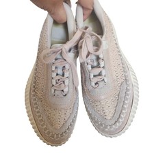 Dolce Vita Zina Crochet Woven Platform Sneakers Sand Blush Womens Size 7