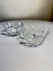 2 Blenko Clear crystal Scalloped 8 Petaled Glass Lotus Bowl Art Glass