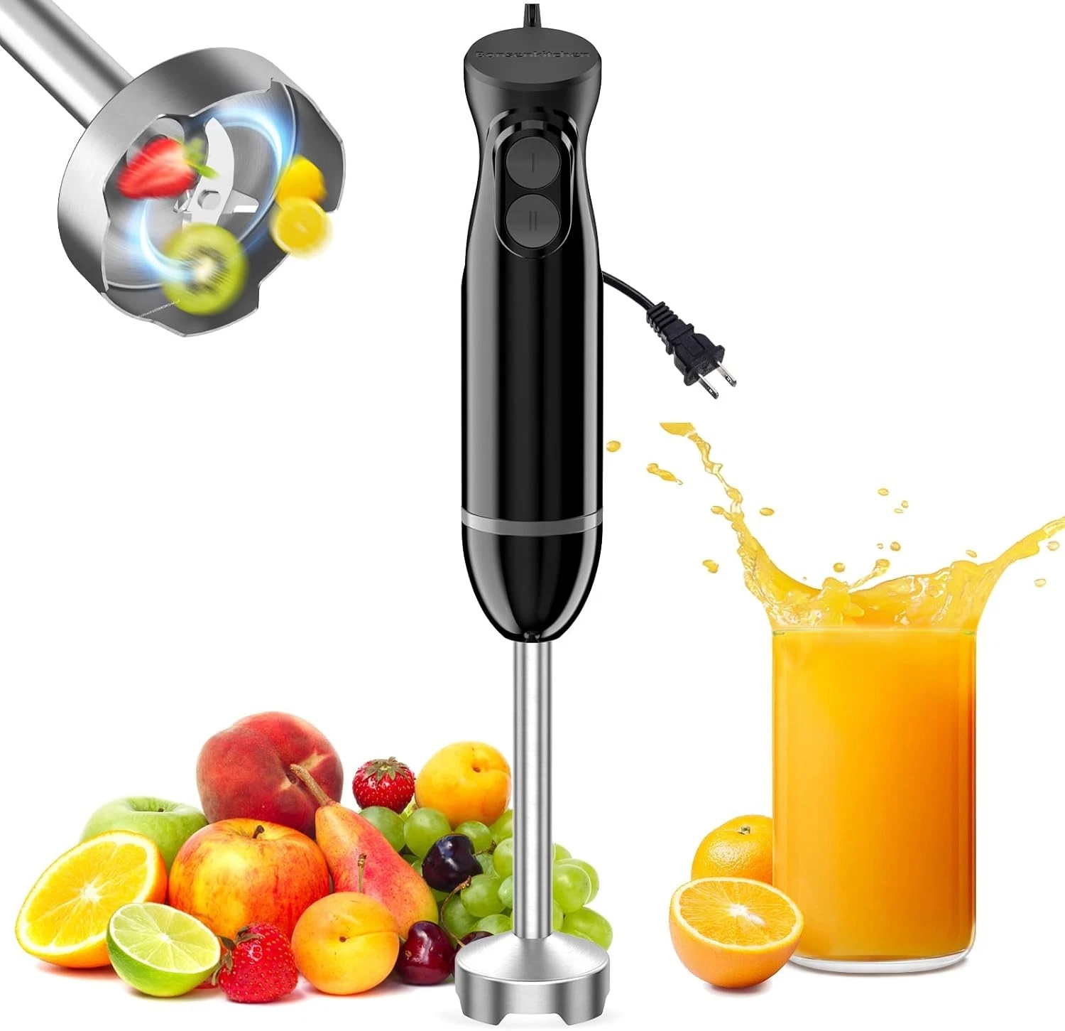 Immersion Hand Blender Electric Stick Mixer 2 Speed Stainless Steel Blades Soup
Opens in a new windo
