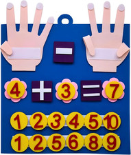 Montessori Kindergarten Math Toys Felt Finger Math Numbers W/Hanging Loop, Felt