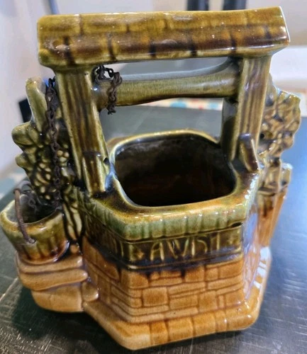 Vintage McCoy Art Pottery, Old Wishing Well, Planter with Chain