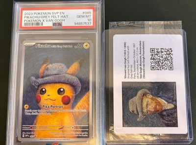 Pokemon 2023 SVP Pikachu Van Gogh Grey Felt Hat Englisch #085 PSA 10