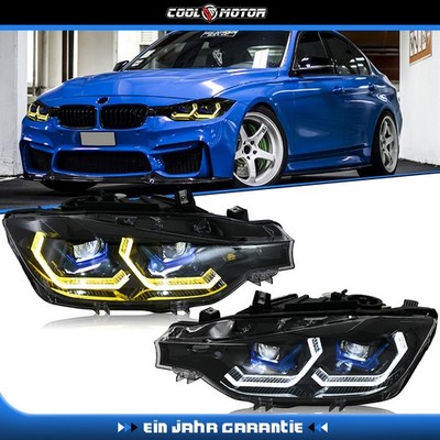 Voll LED Scheinwerfer für BMW 3er F30 F31 2013-2019 Gelbe/weiße DRL Frontleuchte