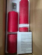 🕯️Elambia 4 rote  Wachs- Kerzen mit Timer + Fernbedienung