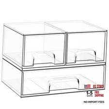 Stackable Storage Drawers, 3 Pack Clear Acrylic Makeup Bathroom 3 PACK