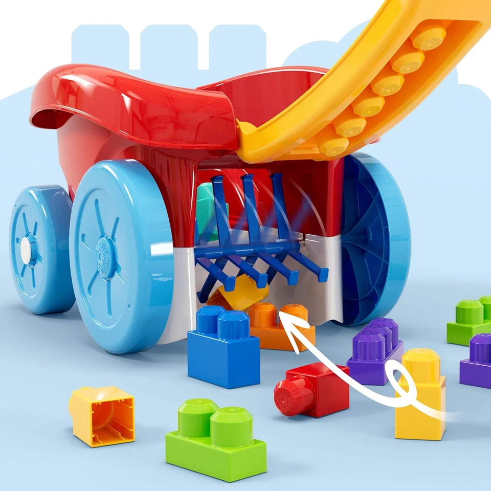 MEGA BLOKS First Builders Block Scooping Pull Wagon 20 peças e armazenamento embutido - Imagem 4 de 4