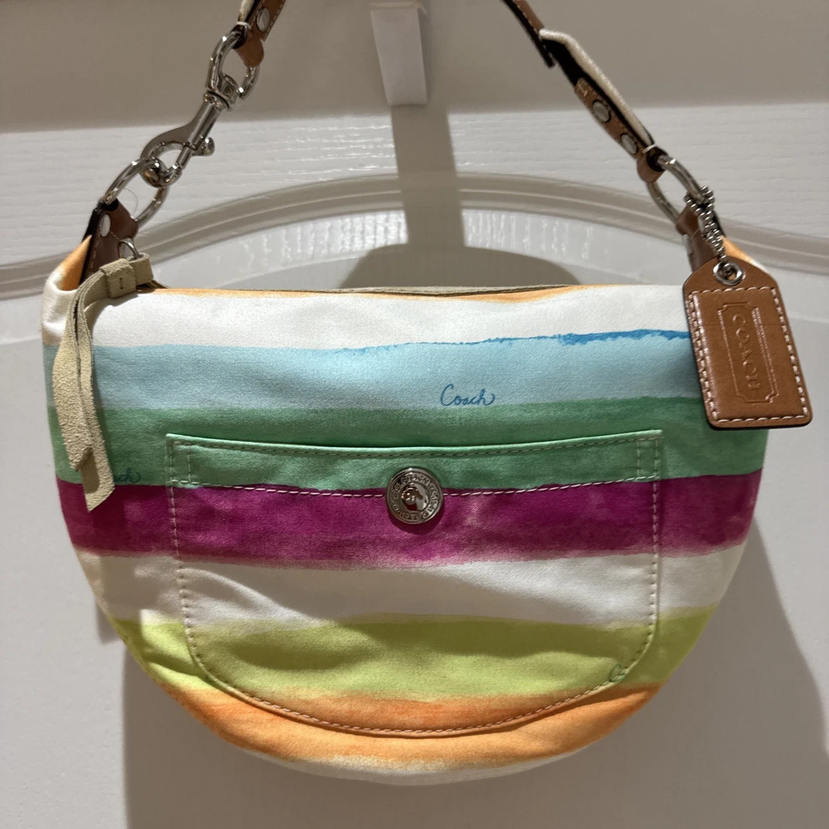 Coach Hampton Hobo Bag Striped Bags & Handbags for Women for sale