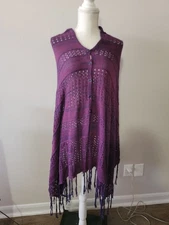 Lularoe Purple Knit Sweater Poncho Cape Shawl Wrap One Size 