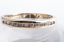 Halb Memory Brillant Diamant Ring 585 14K Gelb Gold Gr. 55 #