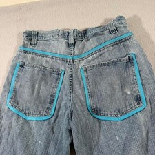 Y2K Evolution Blue Denim Shorts Blue Embroidery Baggy Skater Streetwear 32