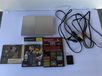 Sony PlayStation PS2 Slim Silver Console Bundle 3 Games, 8GB MC & Cords Free S/H