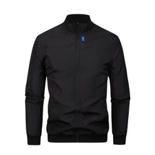 Men's Spring Fall Thin Bomber Jacket Full-Zip Sportswear Lightweight Casual Coat