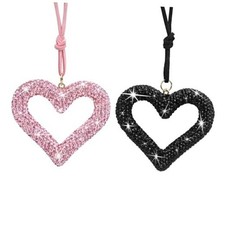 2Pcs Rear View Mirror Accessories, AIFUDA Bling Heart Car Hanging Accessories