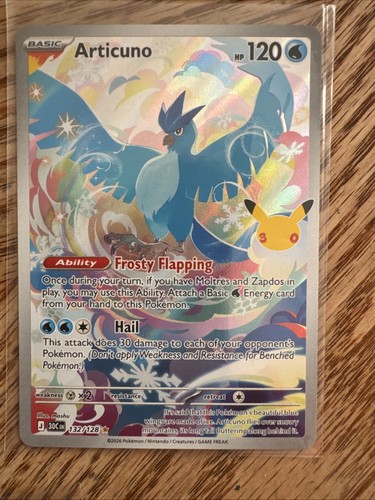 ARTICUNO POKEMON 30TH ANNIVERSARY CELEBRATION 132/128 ILLUSTRATION RARE