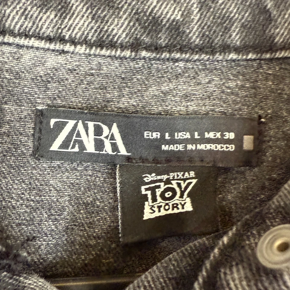 Zara Toy Story Jumpsuit Womens Large Grey Denim Graphic Print Elastic Waist - image 2 of 4