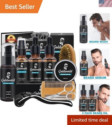 All-in-One Beard Grooming Set: Oil, Balm, Shampoo, Scissors & Pocket-Size Brush