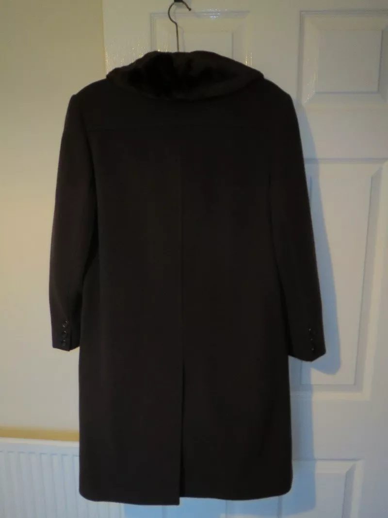 Windsmoor Coat Wool Cashmere size12 Brown Knee Length Synth Fur