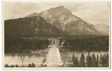 Banff Alberta Canada & Cascade Mountain RPPC Real Photo Postcard 1930