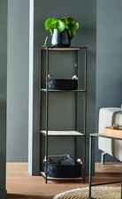 Wohnzimmer Bücher Regal "Modern Living" aus Holz & Metall schwarz 4 Böden 116 cm