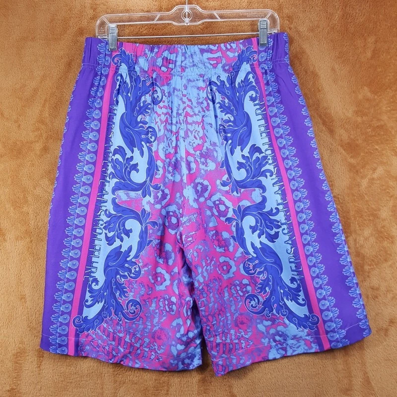 VERSACE шорты мужской большой фиолетовый тянуть на барокко пейсли логотип цветной роскошь - Изображение 4 из 4