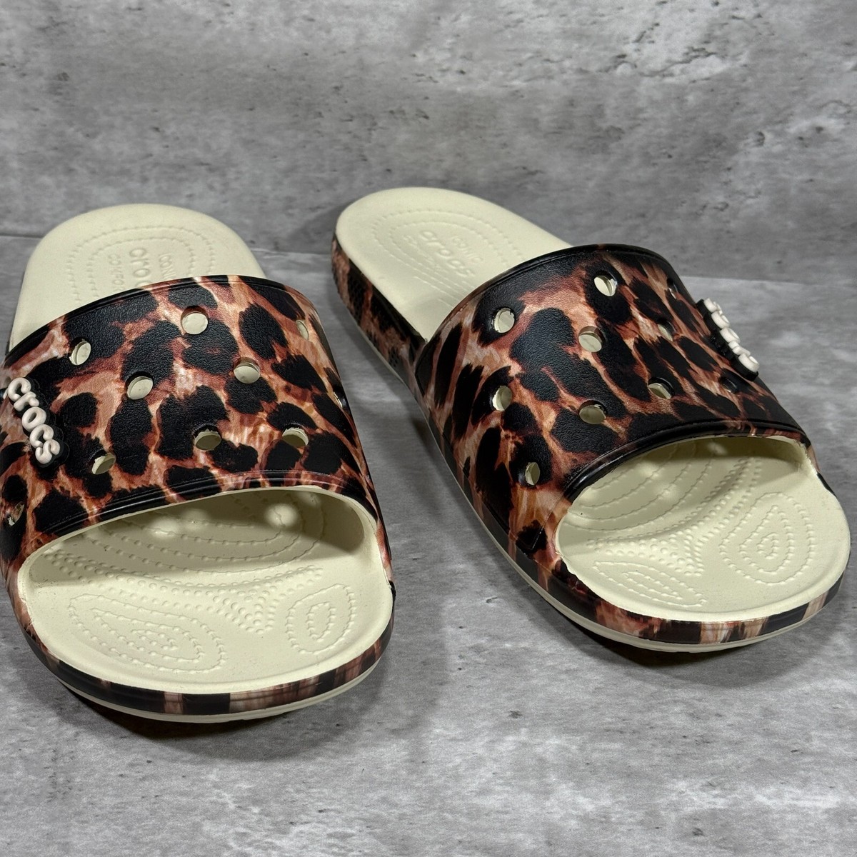 Crocs Classic Slides Animal Print Slip On Breathable Women's Size