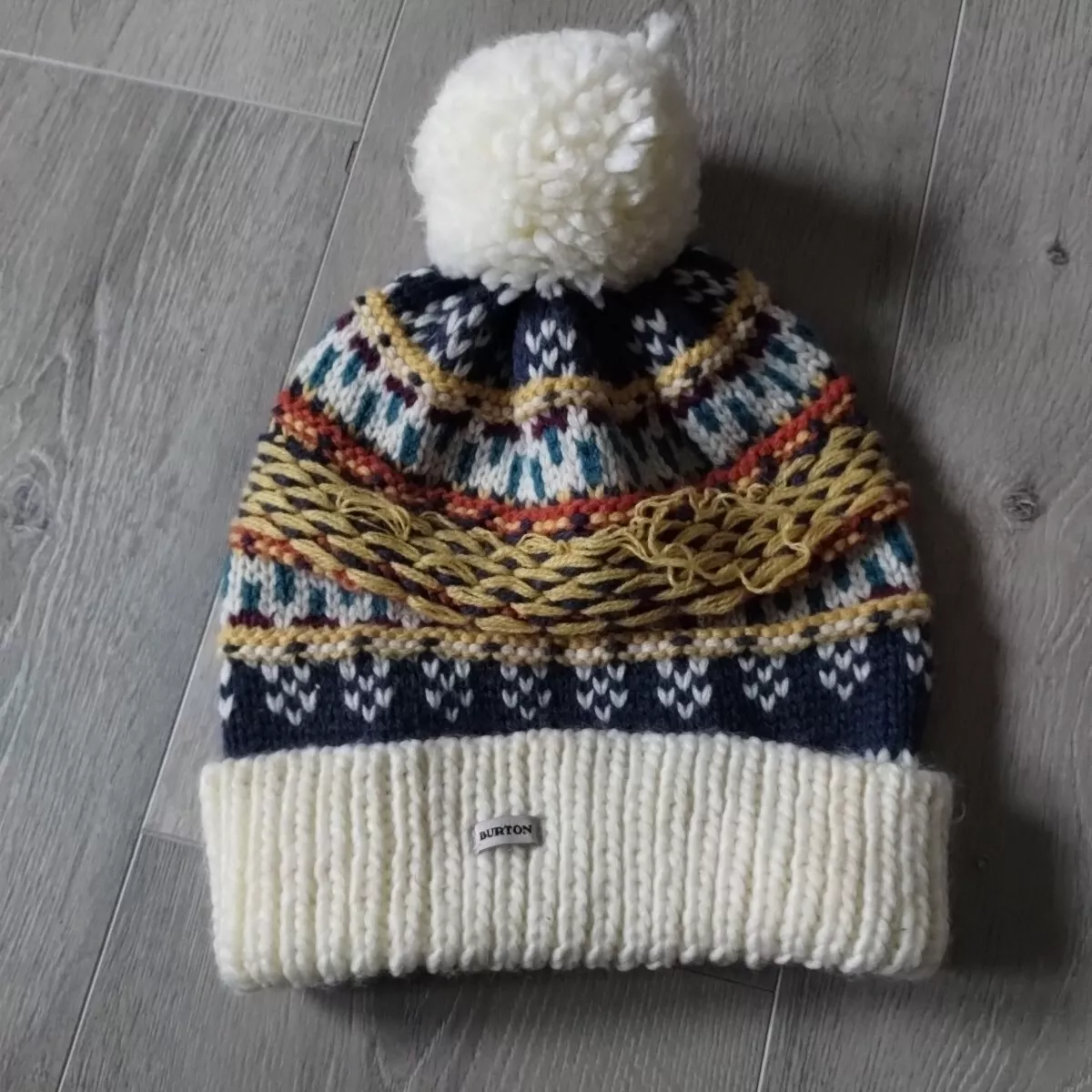 burton knit winter hat ski snowboard fair isle pom warm 