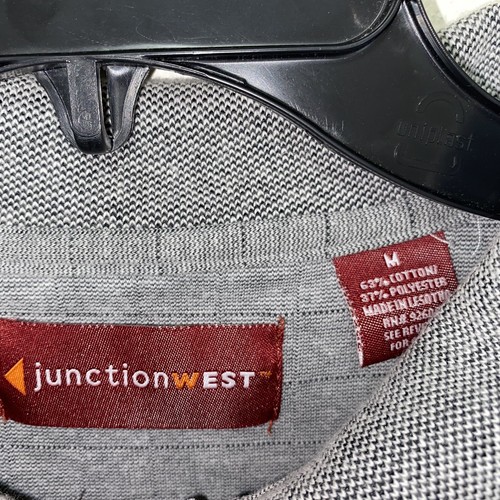 Junction West Shirt Long Sleeve Gray Stripped Medium Men’s Collared Polo - Picture 4 of 7