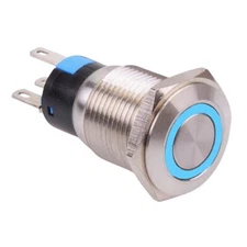 Blue LED 16mm Latching Vandal Resistant Switch 3A SPDT