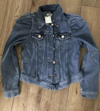 River Island Mid Blue Puff Sleeve Denim Jacket Size 10 Bnwt Popular Instafamous