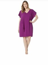 Ralph Lauren VIVID VIOLET Cocktail Party Midi Dress Size 14W NEW