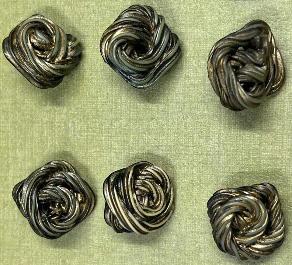 Antique Extruded Square Knot Celluloid Bakelite Collectible Buttons, Lot Of 10 - Image 2 of 4