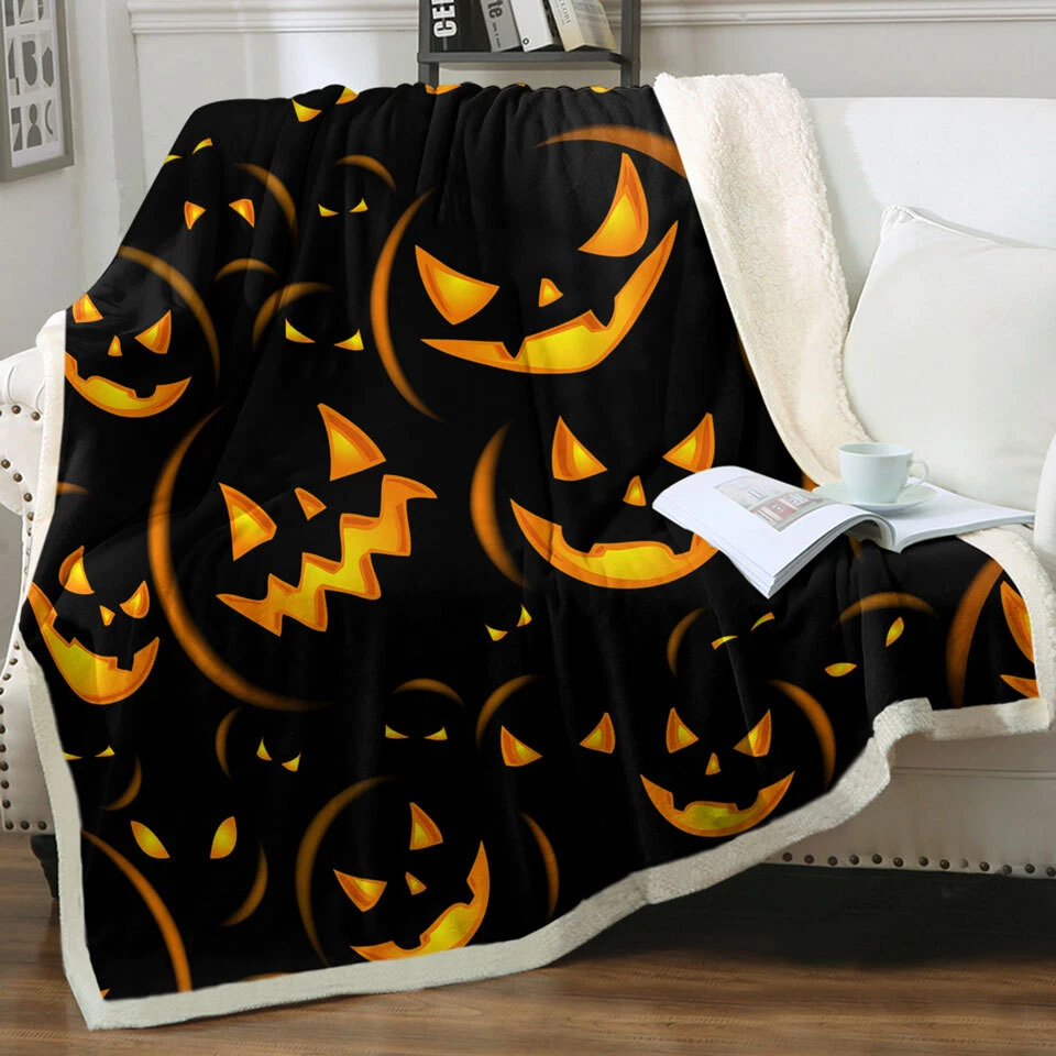 Halloween Scary Pumpkins Throw Blanket eBay
