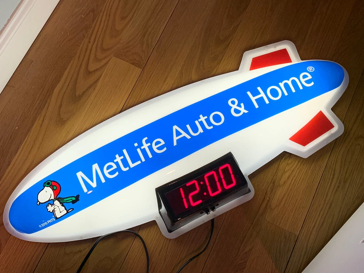 MetLife Snoopy Blimp Clock Plastic Zeppelin Rare Peanuts Dualite Digital |  eBay