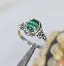 Natural Green Malachite Gemstone Ring,925 Sterling Silver,Gift,All Sizes 3 to 14