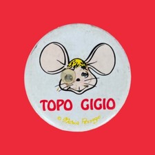 Topo pupazzo italiano Topo Gigio vintage anni 60 3" spilla sfarfallio spilla pulsante P7