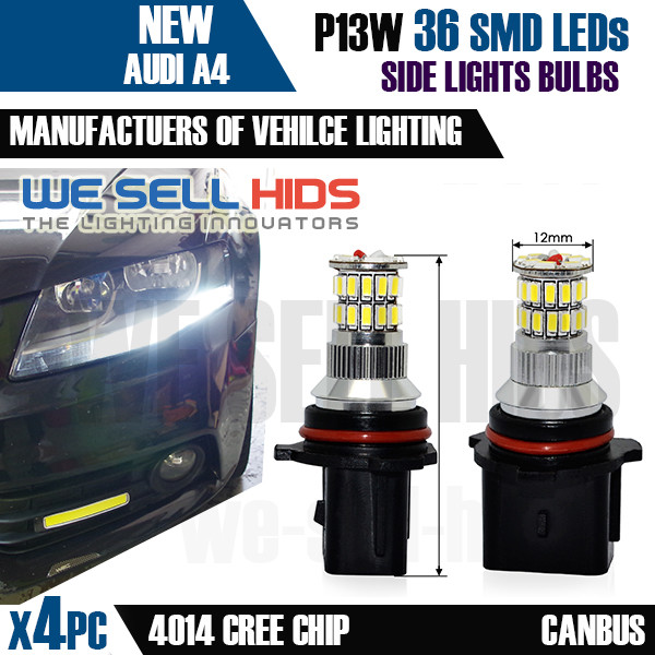 Ampoule LED P13W 18 SMD Blanc Xenon 6000K – Pour Feux De Jour Audi A4 B8 – 2 Pièces