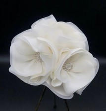 Wedding Bridal Hair Accessory Gardenia Flowers, Crystal Beads Head Piece 5.5  