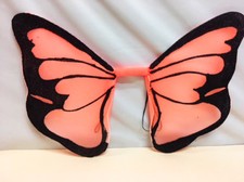 New Children's Neon Orange Monarch Butterfly Black Sparkle Fairy Wings