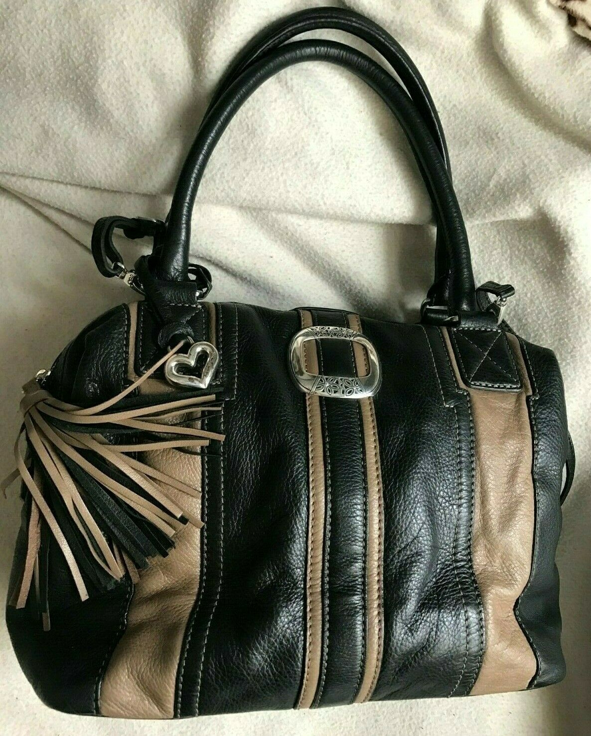 PONY Borsa a mano BRIGHTON MAUDE nappe nere brn pelle 2 toni zip superiore BOWLER