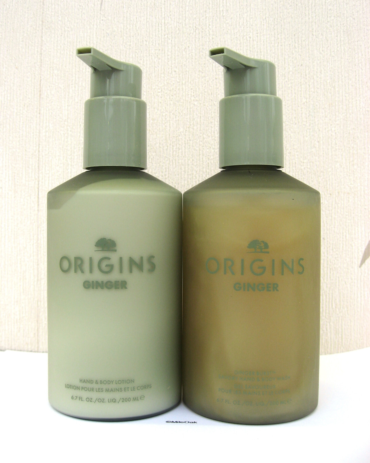 Origins Ginger Set -  Body Wash & Hand & Body Lotion 2 X 200ml  Pumps New