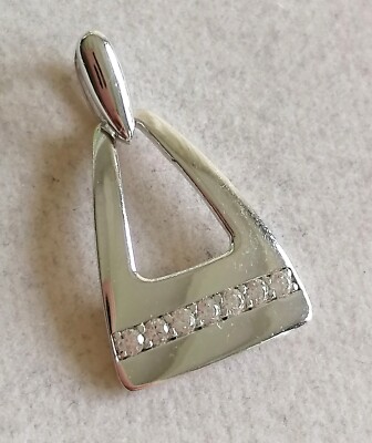 Silber 925 Kette Anhänger mit elegante Zirkonia von FHT , Art Deco, Neu, Top 