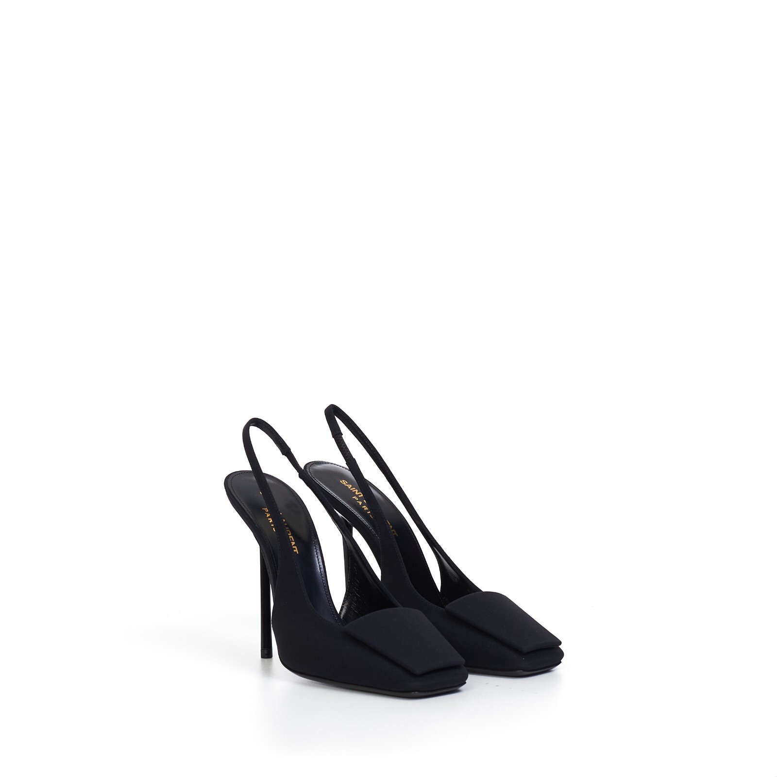 SAINT LAURENT 895$ Maxine décolleté tacco alto slingback nero seta e pelle